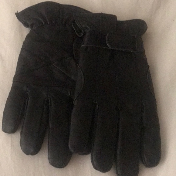 Men’s like leather fleece lined gloves - Picture 2 of 3